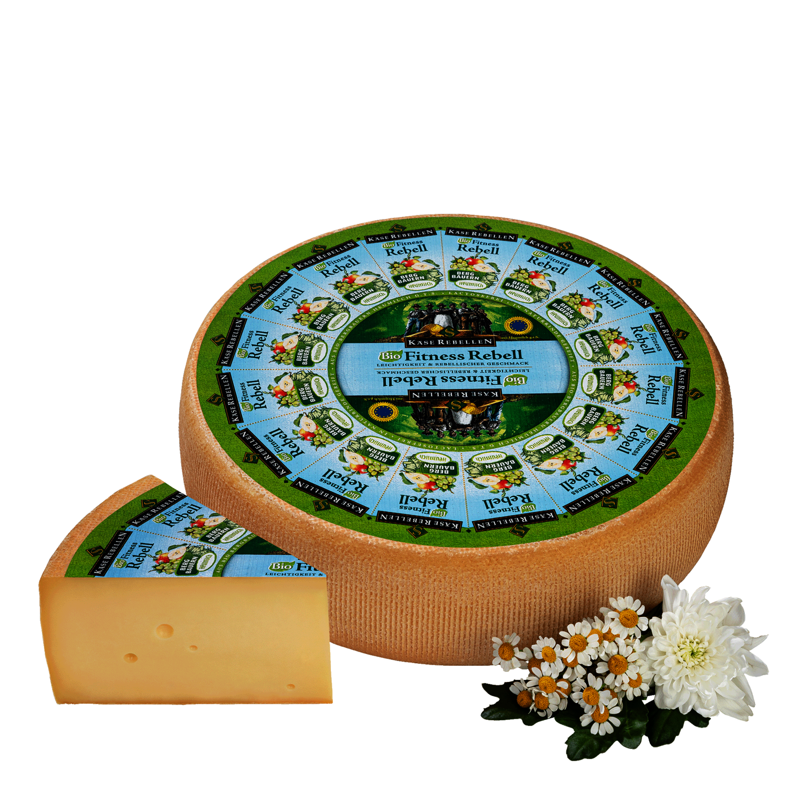 Fettarmer Bio Schnittkäse verziert mit Blumen