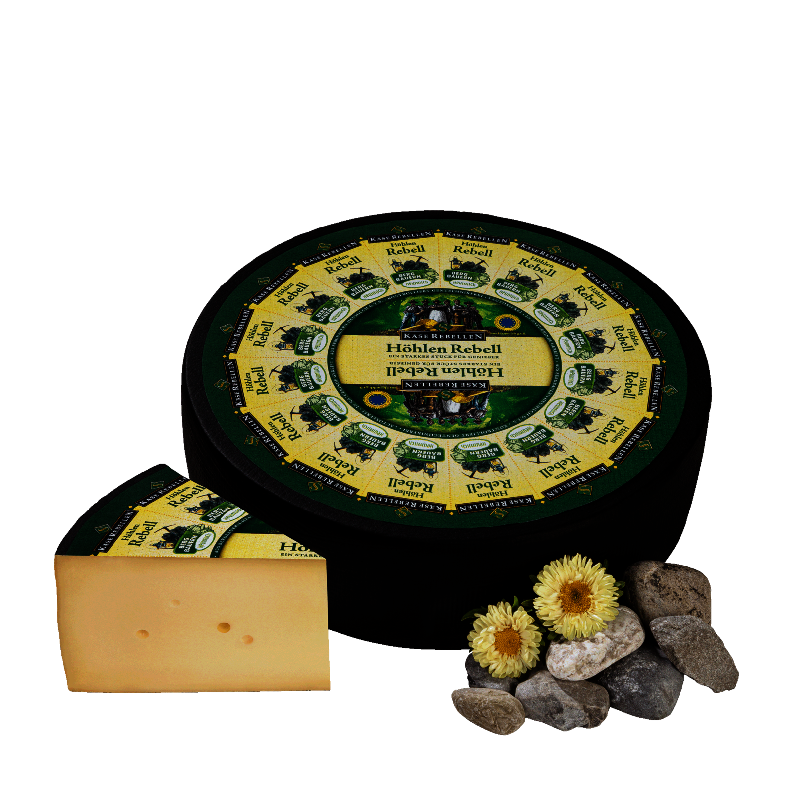 Käse mit schwarzer Rinde