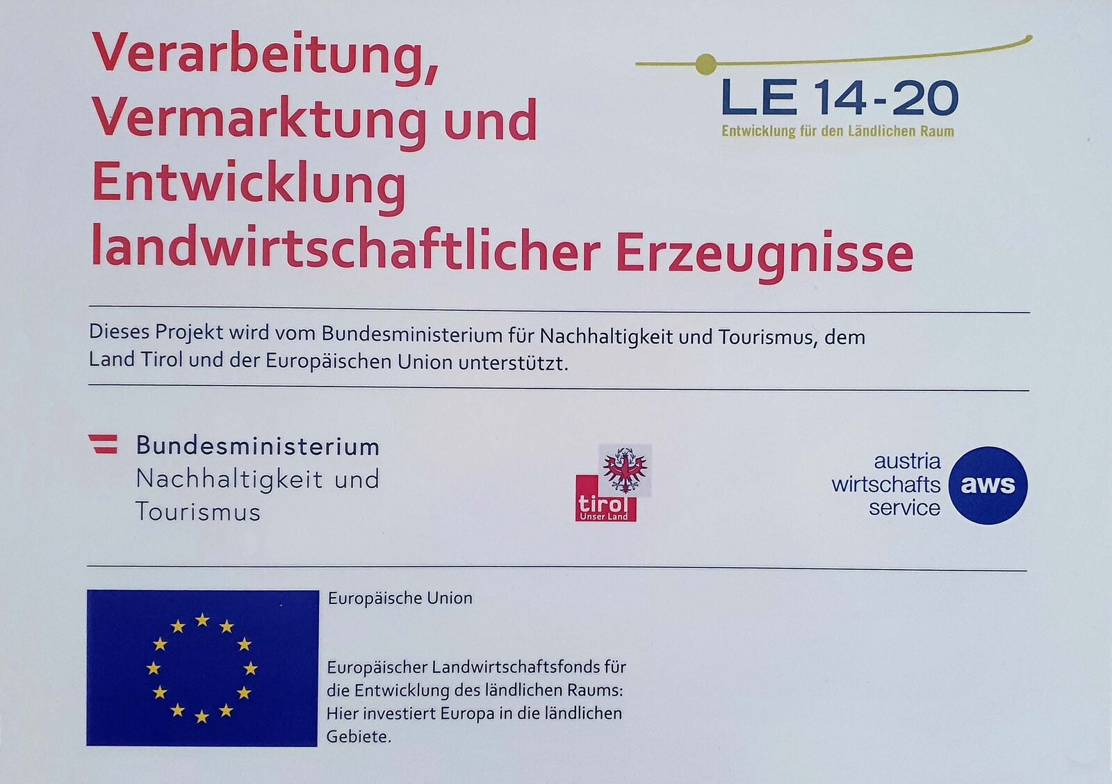 Verarbeitung, Vermarktung und Entwicklung landwirtschaftlicher Erzeugnisse