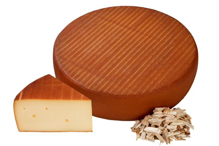 geräucherter Käse mit Holz verziert