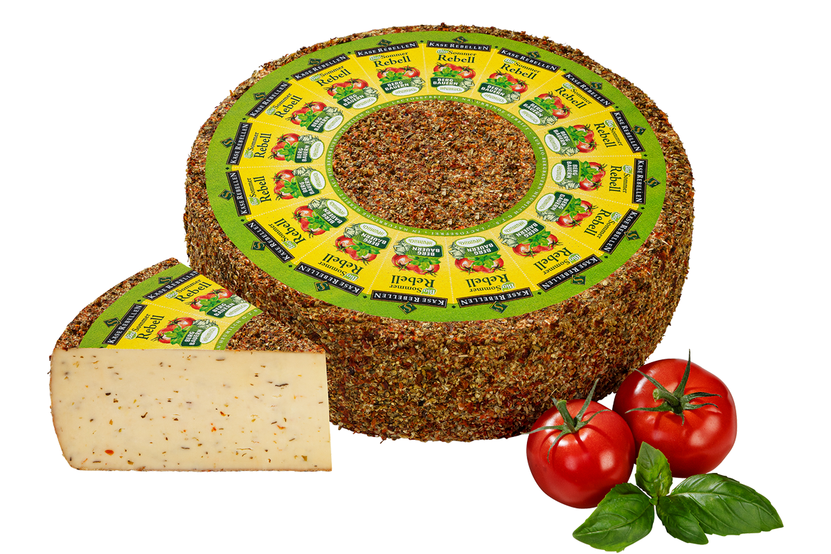 Bio Schnittkäse mit Tomate und Basilikum verfeinert und affiniert 