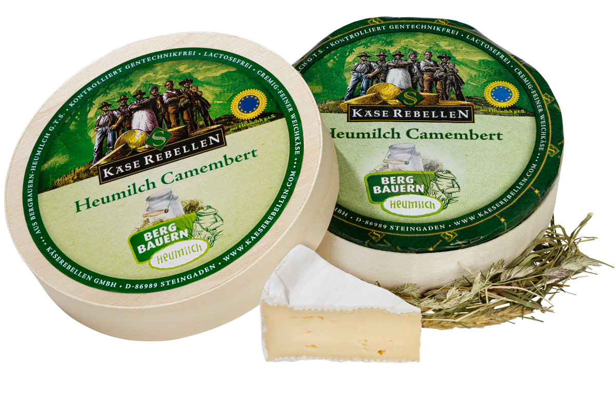 Camembert aus Heumilch verziert mit Heu