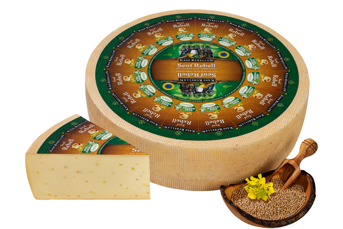 Käse mit Senfkörnern